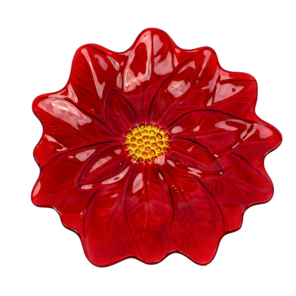 Centro D/Mesa Rojo  30x30x3 cm Vidrio