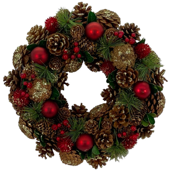 CORONA DECOR NAVIDAD 34X34X8CM PIÑA/ POLIESTER