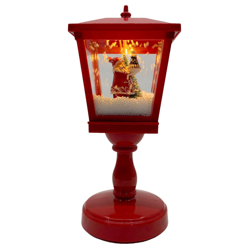 Farol Rojo Deco Navidad Nieve C/Luz C/Musical A/Bateria3 13X13X32cm Plastico