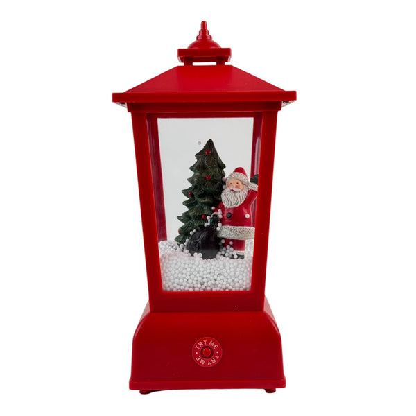 Farol Rojo Deco Navidad Nieve C/Luz C/Musical A/Bat 3 14X14X26cm