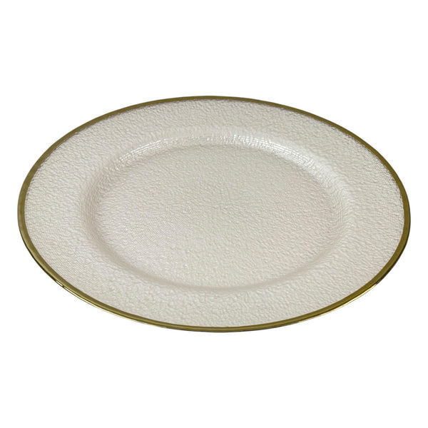 Plato Blanco Borde Dorado 32X32X2cn Vidrio
