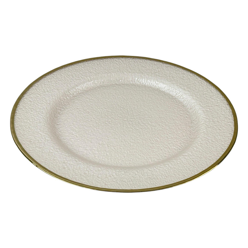 Plato Blanco Borde Dorado 32X32X2cn Vidrio