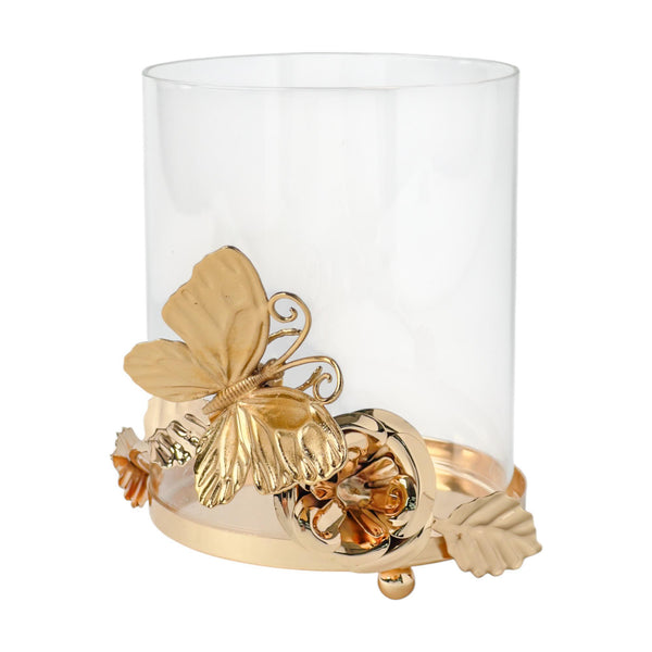 Portavela Deco Navidad 12X13.5X13cm Vidrio/Metal