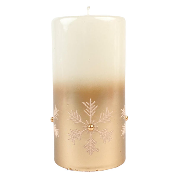 Vela De Cera Blanco Dorado Deco Navidad 7.3X7.3X14.3cm