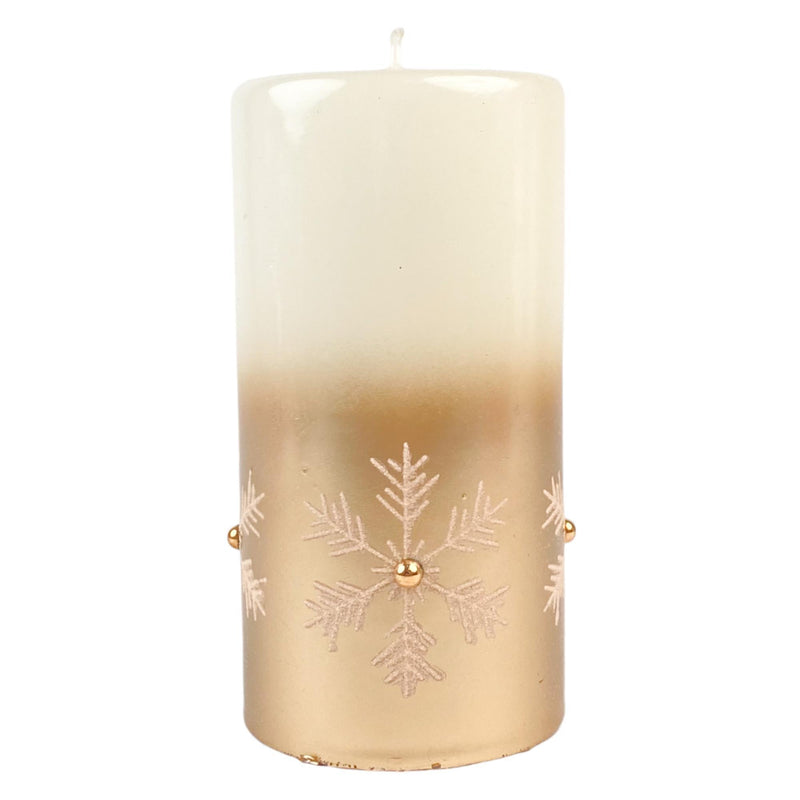 Vela De Cera Blanco Dorado Deco Navidad 7.3X7.3X14.3cm