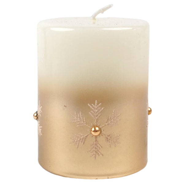 Vela De Cera Blanco Dorado Deco Navidad 7.3X7.3X9.4 cm