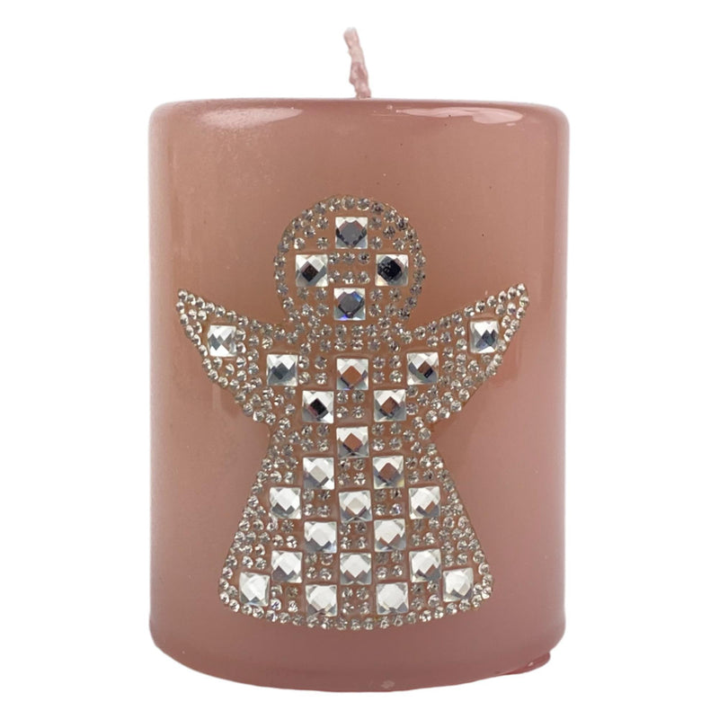 Vela De Cera Rosado Deco Angel 7.3X7.3X9.4 cm