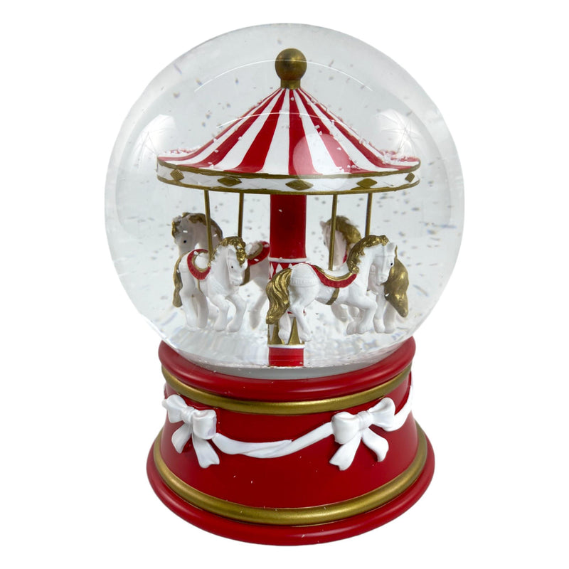 Globo D/Nieve Deco Carrusel Navidad C/Musica Poliresina/Agua 12x12x15.8cm