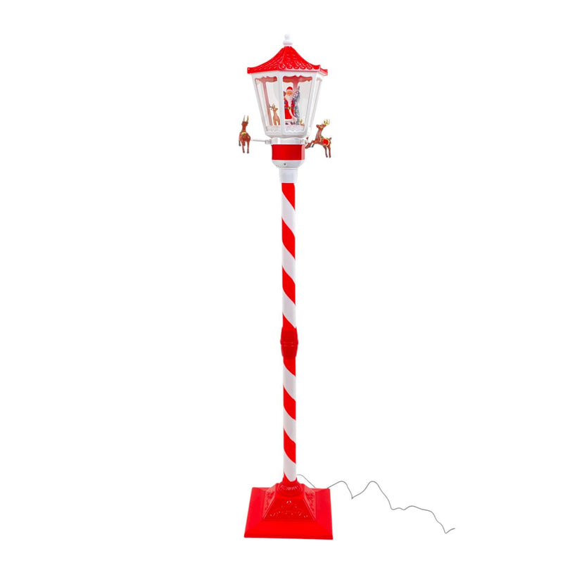 Farol Blanco/Rojo Deco Navidad C/Luz C/Mus C/Mov26X26X141cm Plastico