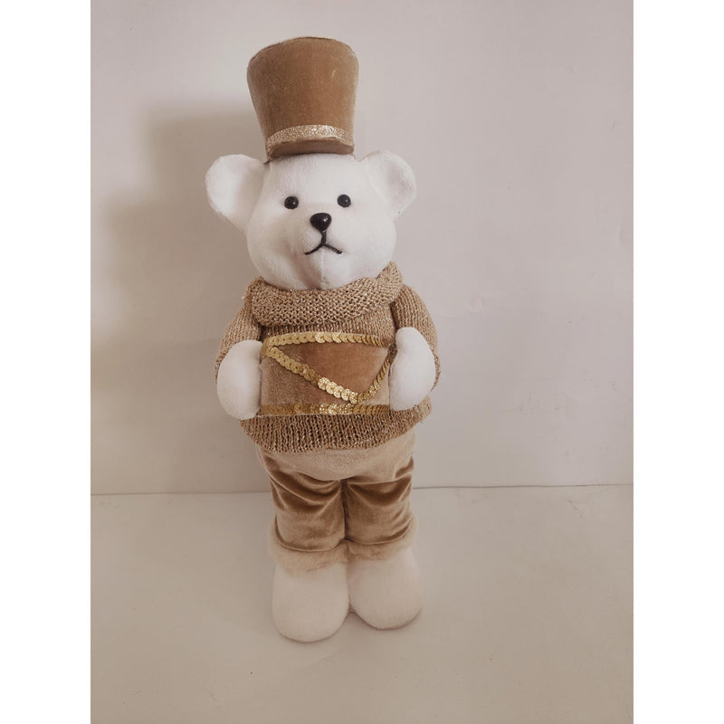 Oso PolarParado dorado/blanco 16X22X42cm Polifoam/Tela