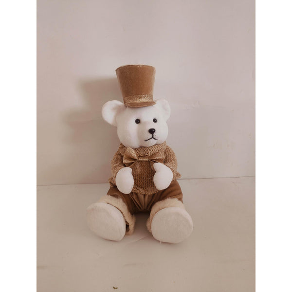 Oso Polar Sentado Dorado/Blanco 20X20.50X32.50cm Polifoam/Tela