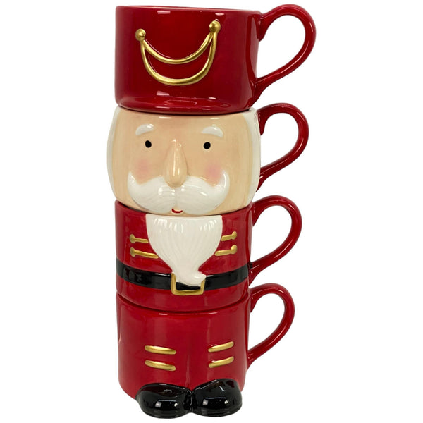 Jg Tazas Deco Cascanuces Rojo 4 pzas 13.6X11X26.3cm Dolomita