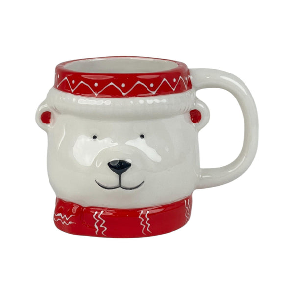 Taza Blanca Deco Oso Navideño 13X10X9.7cm Dolomita