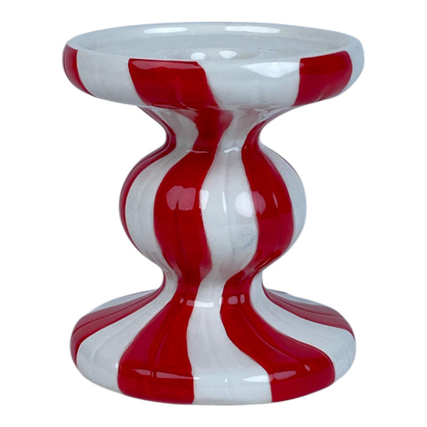 Portavela Lineas Rojo/Blanco 9.3X9.3X10.4 cm Dolomita