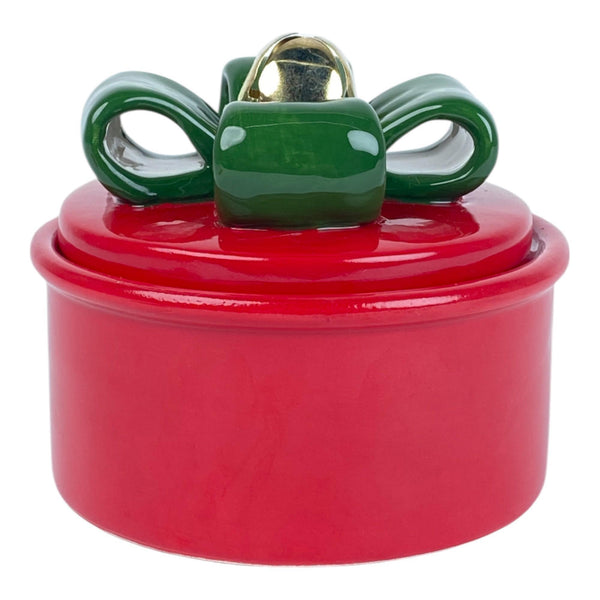 Envase C/Tapa Rojo Forma Caja De Regalo13X13X10.8 cm Dolomita