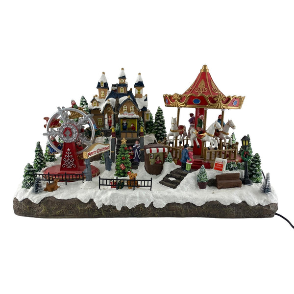Villa Navideña Carruse De Niñosl  C/Luz C/Mus 49.5X30X29.5 cm Poliresina