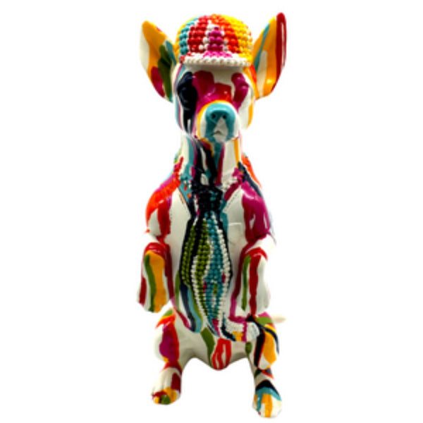 Figura perro Chihuahua Sentado pintado en colores 12p