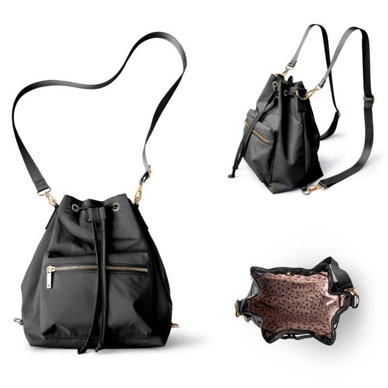 Bolso/Mochila Cuero vegano Negro – Pharmax - Main Image