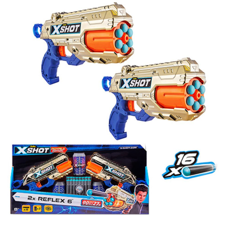X-SHOT PACK X2 LANZADORES DE DARDOS REFLEX EDICION DORADA