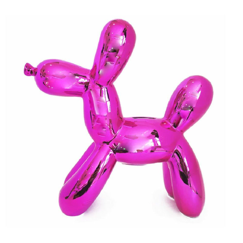 Figura perrito de ceramica color rosa 12 p