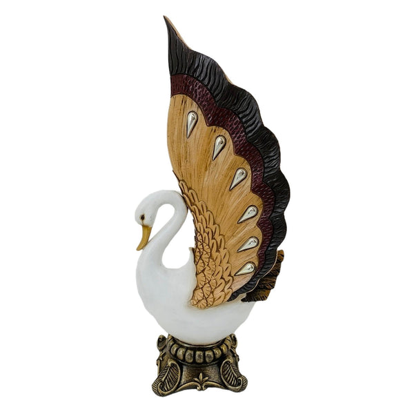 Cisne Blanco Con Alas Color Bronce   9.5X15X35.5cm