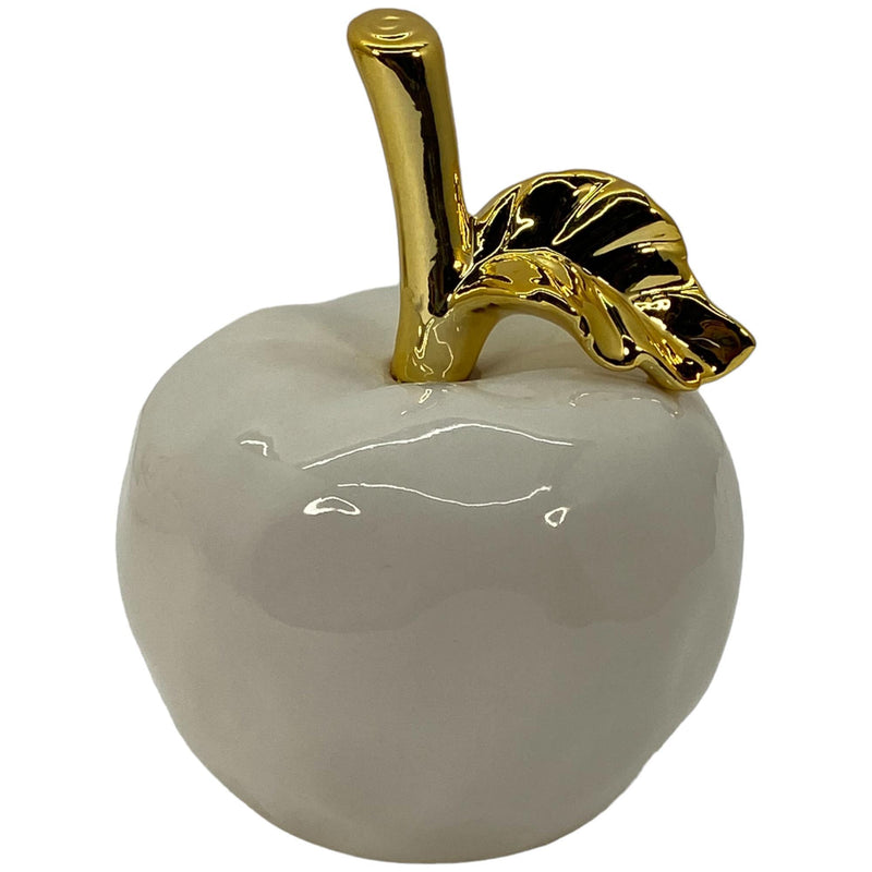 Manzana Blanca Con Hojas Doradas 12.6X12.2X16cm