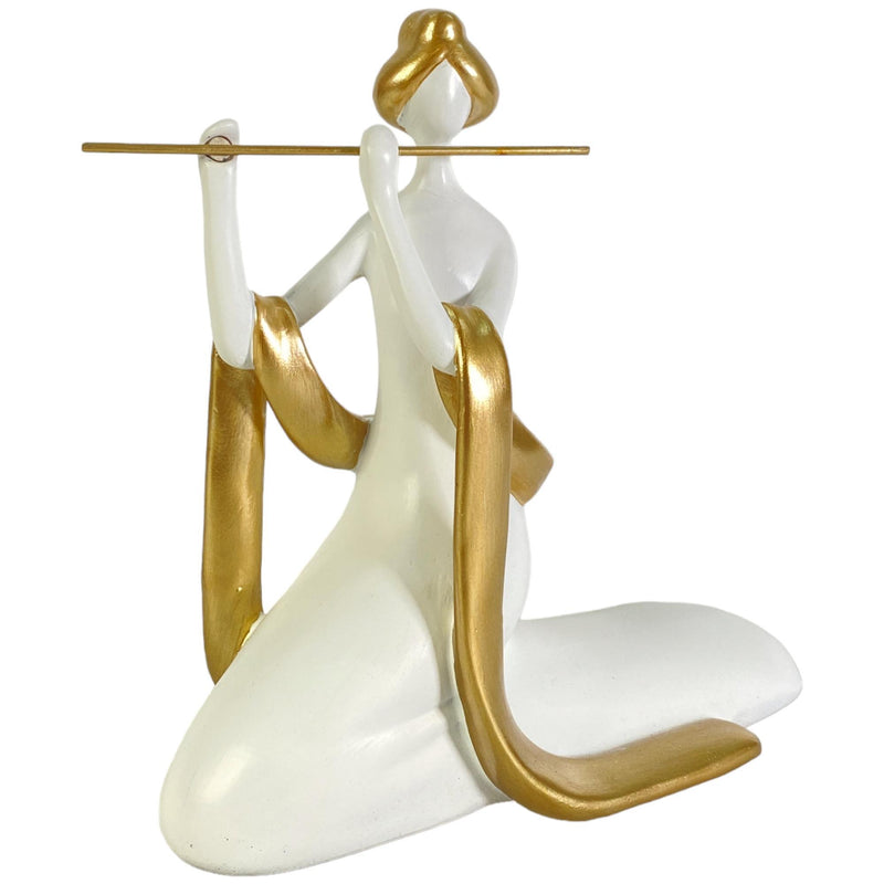 Figura Dama Con Quimono Tocando Flauta 21.5X9.5X21cm