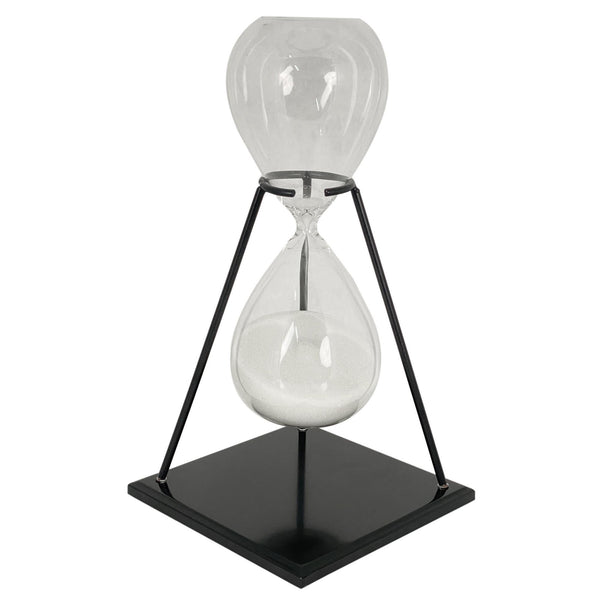 Reloj De Arena Con Pedestal De Metal Negro 15X15X29cm