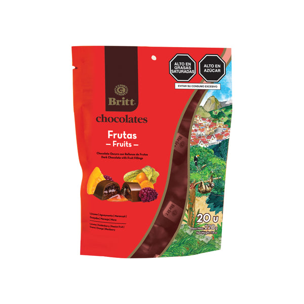 CHOCOLATE RELLENO BRITT 20 UN, FRUTAS