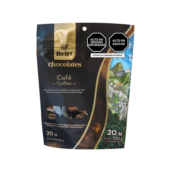 CHOCOLATE RELLENO BRITT 20 UN, CAFÉ