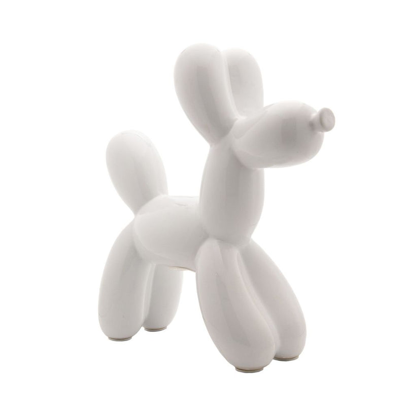 Figura alcancia perro de ceramica color blanco 12 p