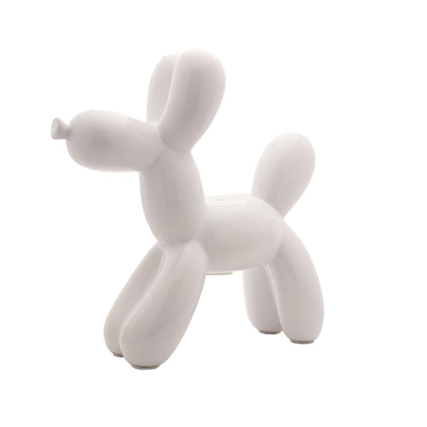 Figura alcancia perro de ceramica color blanco 12 p