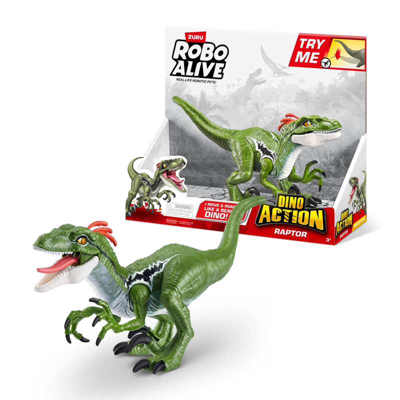 DINOSAURIO RAPTOR CON SONIDO ROBO ALIVE