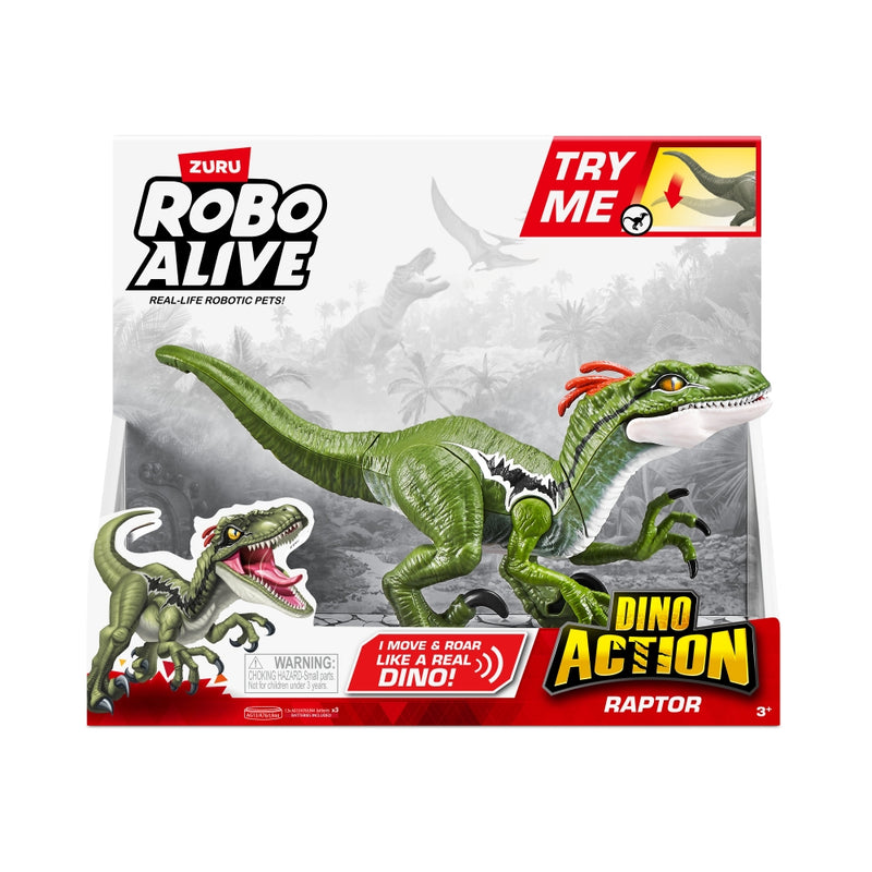 DINOSAURIO RAPTOR CON SONIDO ROBO ALIVE