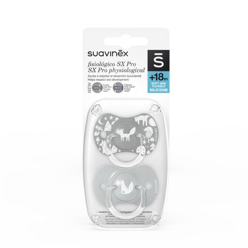 Chupón con tetina fisiológica SX PRO - Fox +18 m x 2 unidades - Suavinex