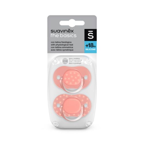 Chupón con tetina anatómica +18 m x 2 unidades The Basics- Suavinex