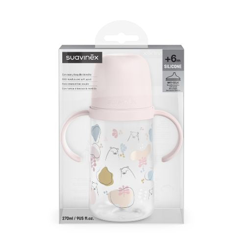 Biberón Taza Second Entrenamiento +4m Oso Rosado - Suavinex