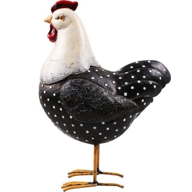 Gallina. Negro/Blanco. Poliresina. 20x11x27cm
