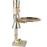 Cascanueces Dorado/Crema Con Plato Poliresina 23x17x35cm