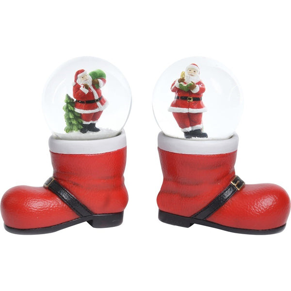 Bota Con Esferas De Papa Noel Color Rojo De Poliresina 10 x 6 x 12 cm