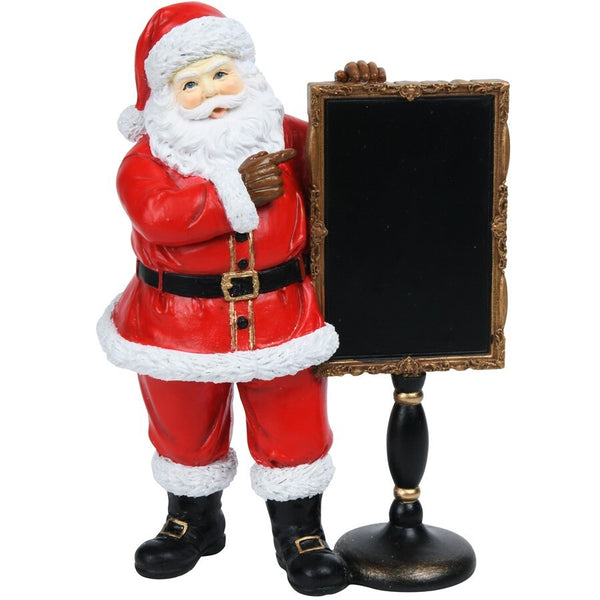 Papá Noel Con Pizarra Roja/Blanca Poliresina 12 x 7 x 17 cm