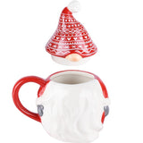 Taza Con Tapa De Papá Noel Roja/blanca Cerámica. 14 x 10 x 16 cm