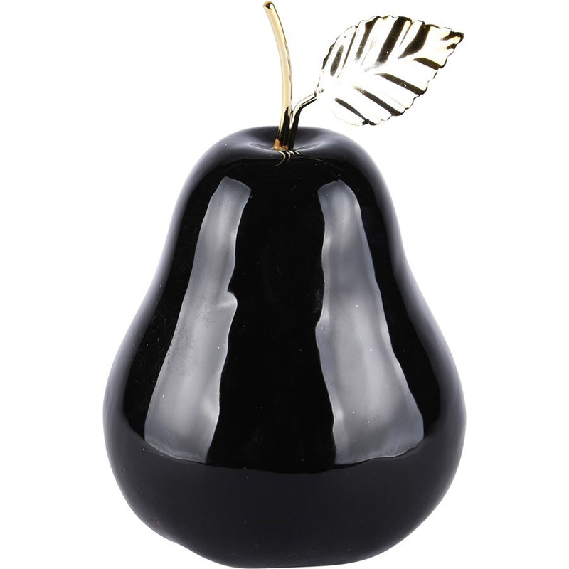 Pera Decorativa Negro/Dorado Dolomita 10 x 10 x 16 cm