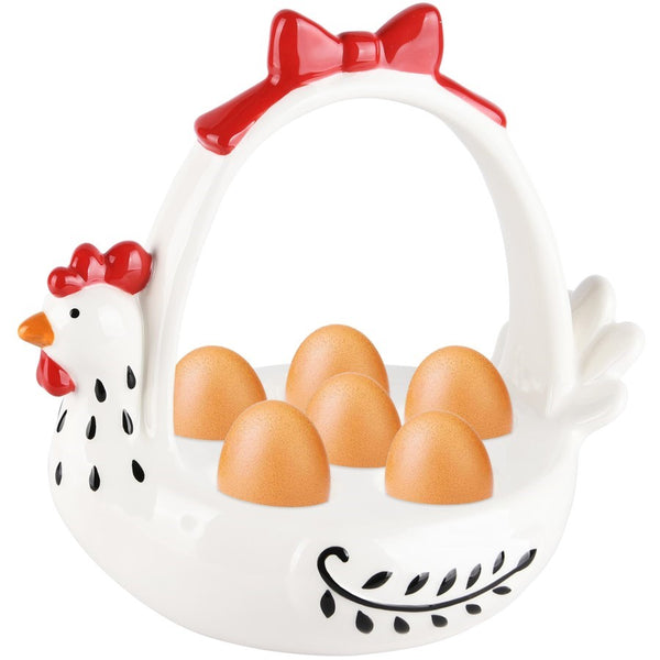 Cesta Para Huevos Pollo Blanco/Negro Dolomita 21 x 16 x 20 cm