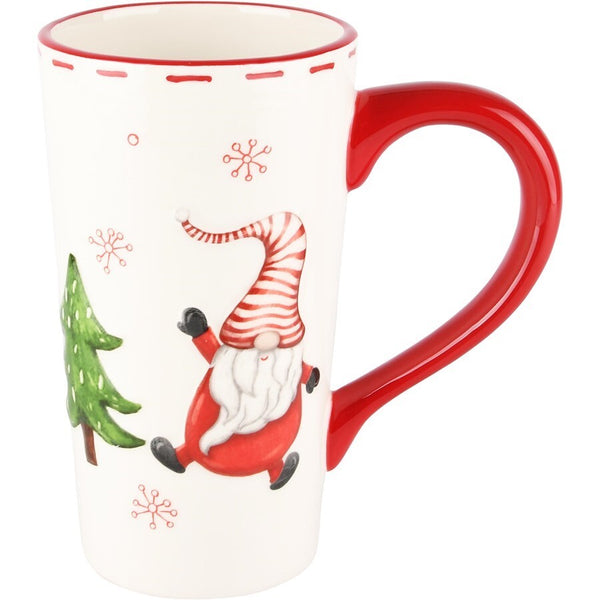Taza Alta Con Gnomos Dolomita Blanco/Rojo 15x9x16cm