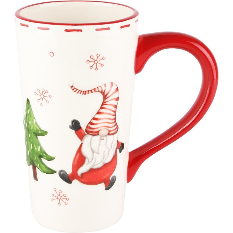 Taza Alta Con Gnomos Dolomita Blanco/Rojo 15x9x16cm