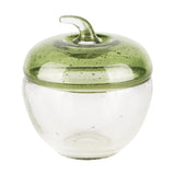 Envase De Manzana Con Tapa Transparente/Verde Vidrio 10x10x10cm