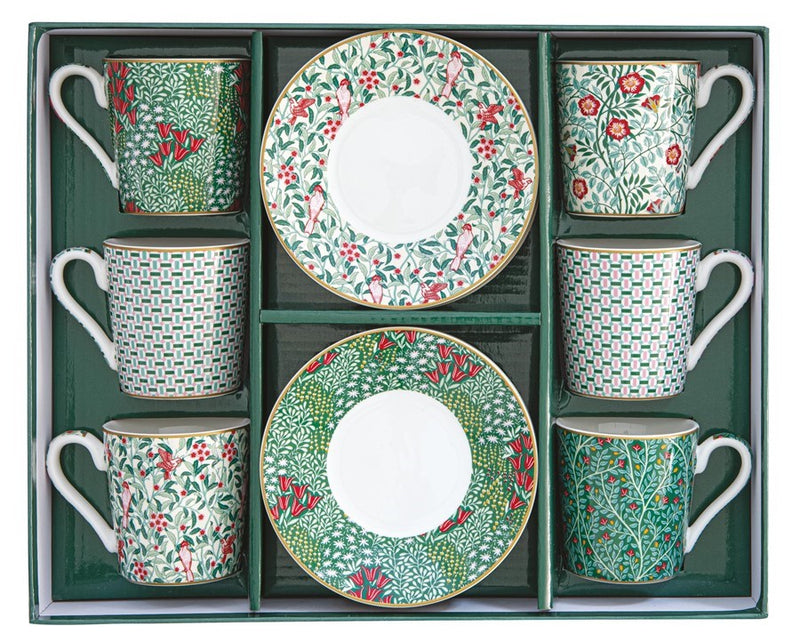Juego De 6 Tazas Con Platillos Floral Fantay Porcelana 100 ml