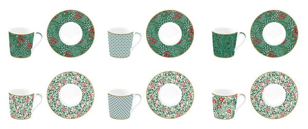 Juego De 6 Tazas Con Platillos Floral Fantay Porcelana 100 ml
