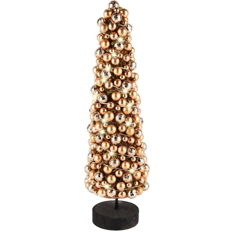 Arbolito Cono Con Base Adornos Dorado PVC 10X10X36cm